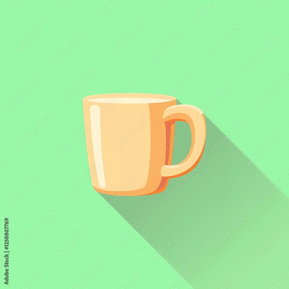 An modern image of a beige mug with a bold outline. The background is a gradient green color, adding depth and contrast. An modern image of a beige mug with a bold outline. The background is a gradient green color, adding depth and contrast.