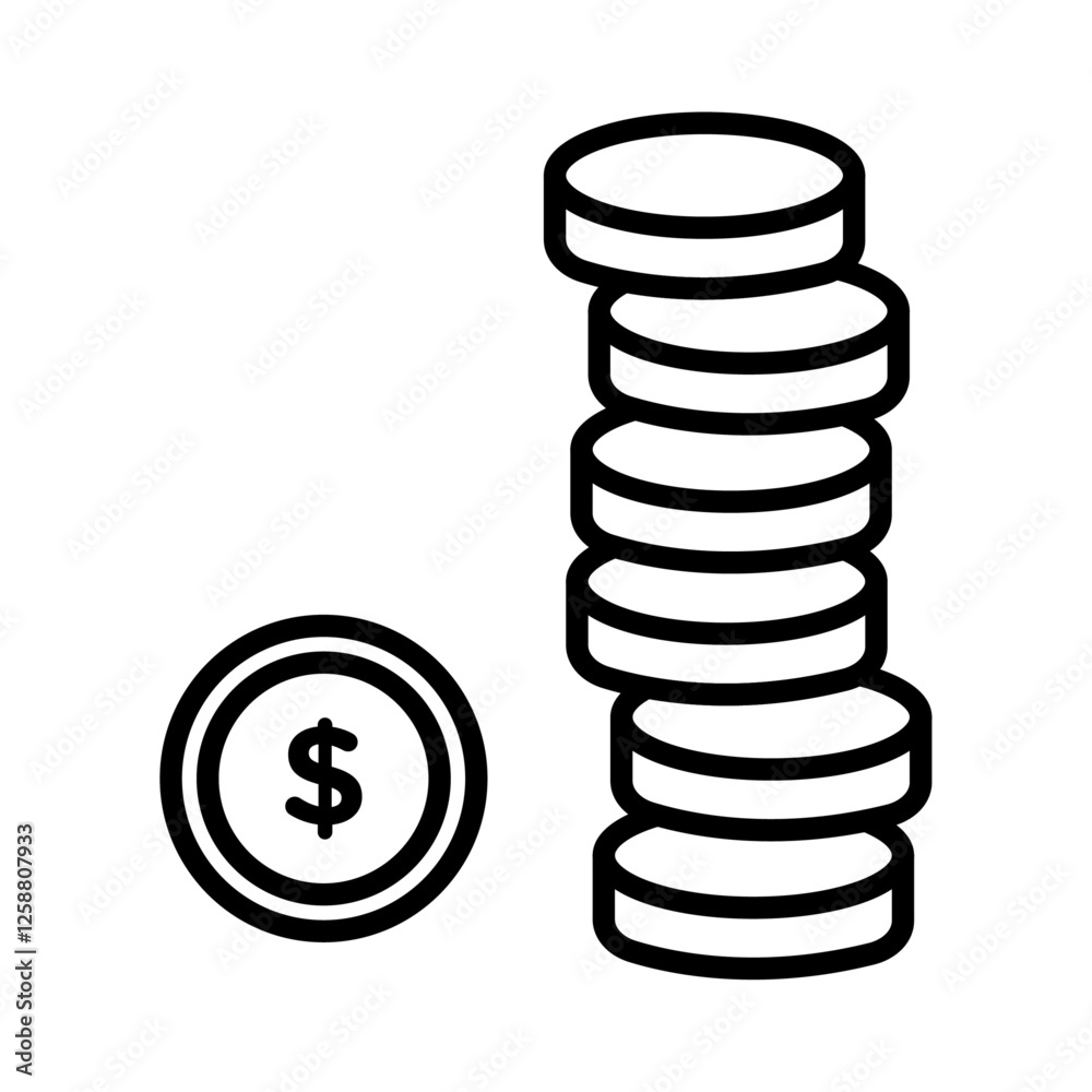Coin stack icon Outline vector symbol sign Coin stack icon Outline vector symbol sign