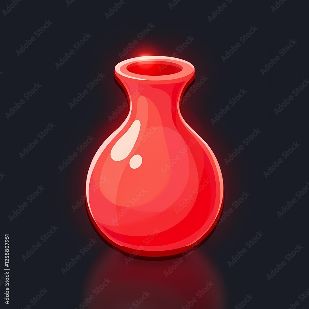 An glowing image of a red vase with a transparent body. The background is a dark gray color, adding depth and contrast. An glowing image of a red vase with a transparent body. The background is a dark gray color, adding depth and contrast.