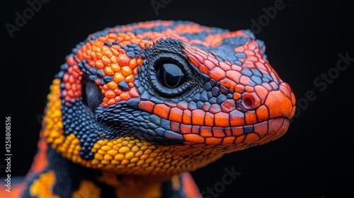 Vibrant close-up of a colorful lizard showcasing intricate scales in detail
