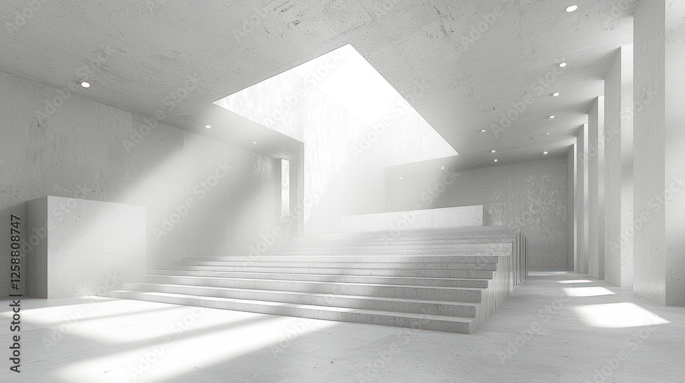 Obraz premium Sunlit Concrete Staircase: Modern Minimalist Architecture
