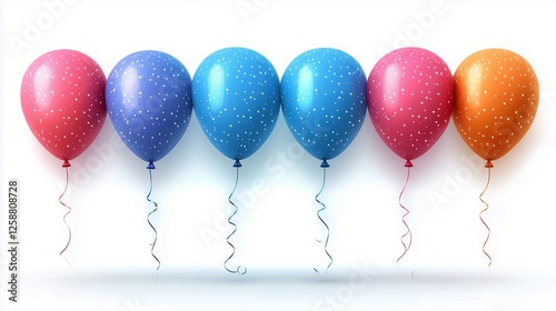 Colorful balloons in vibrant hues lined up for a celebration at a party venue