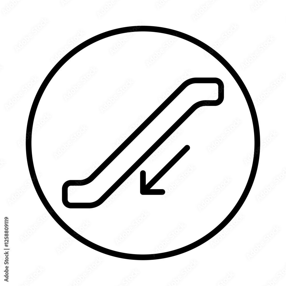 Escalator down icon Outline vector symbol sign