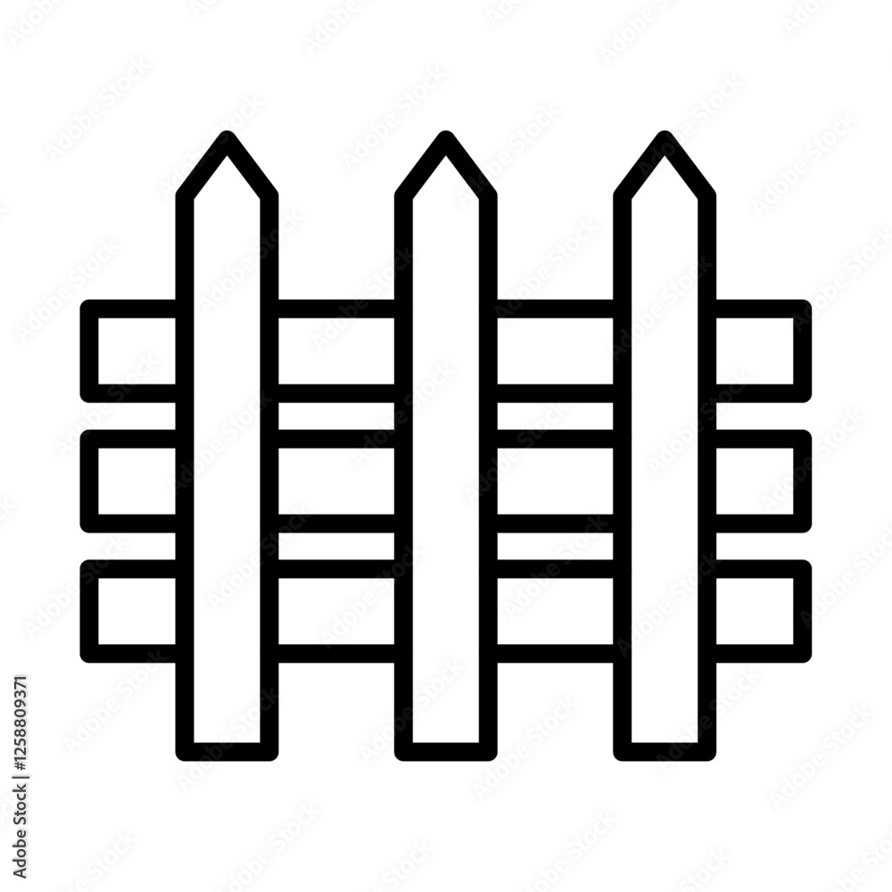 fence icon Outline vector symbol sign fence icon Outline vector symbol sign