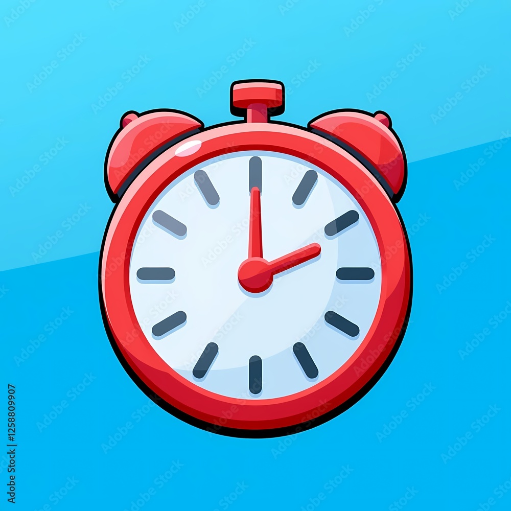 An minimalistic image of a red clock with geometric patterns. The background is a icy cyan color, adding depth and contrast. An minimalistic image of a red clock with geometric patterns. The background is a icy cyan color, adding depth and contrast.