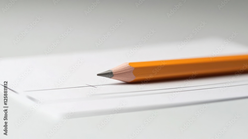 Fototapeta premium Yellow Pencil on White Paper