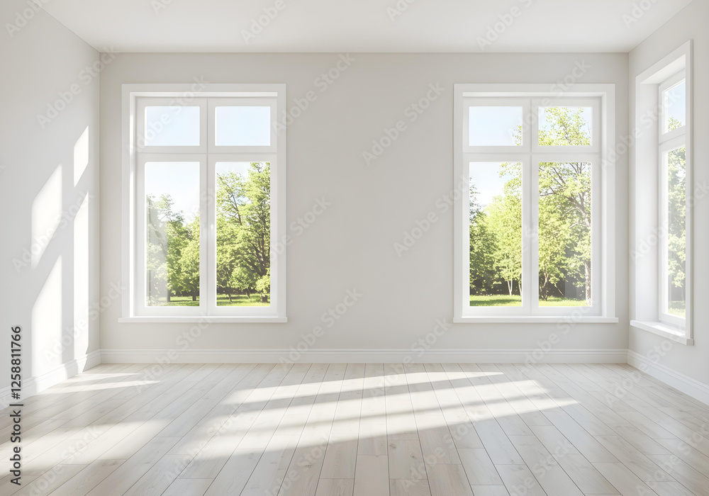 modern minimalist space with large white-framed windows
modern minimalist space with large white-framed windows