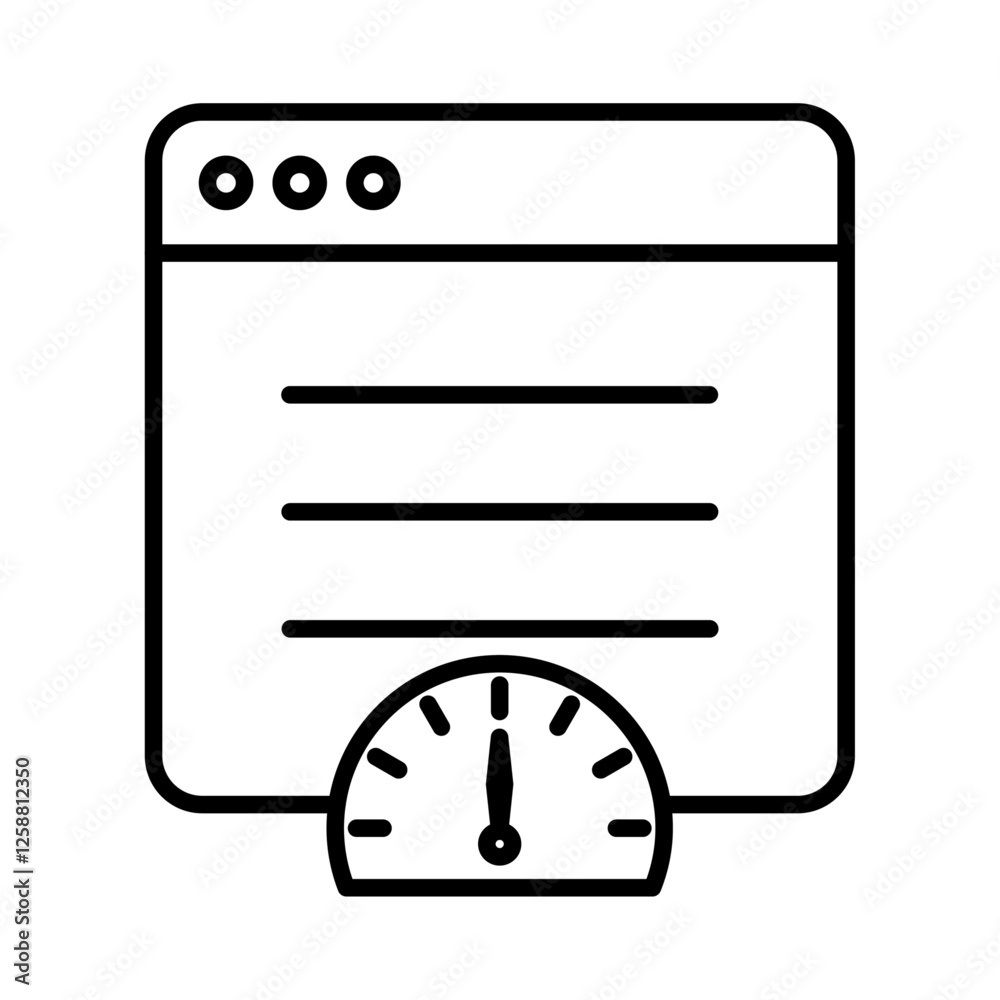 Page speed icon Outline vector symbol sign Page speed icon Outline vector symbol sign