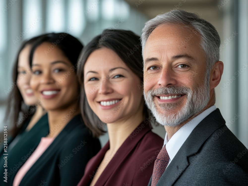 diverse business team smiles confidently at camera diverse business team smiles confidently at camera