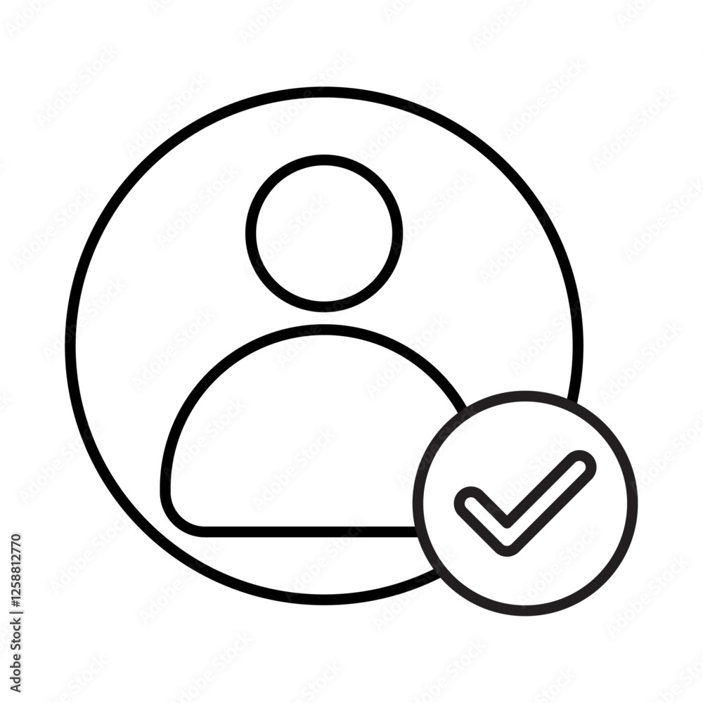 Profile check icon Outline vector symbol sign Profile check icon Outline vector symbol sign