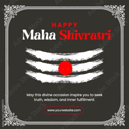 Red and White Simple Happy Maha Shivratri Greeting Instagram Post Design