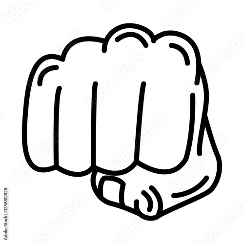 punch fist hand icon Outline vector symbol sign