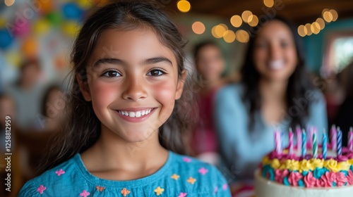 Celebrating a joyful birthday party with friends and family in a colorful dec...
