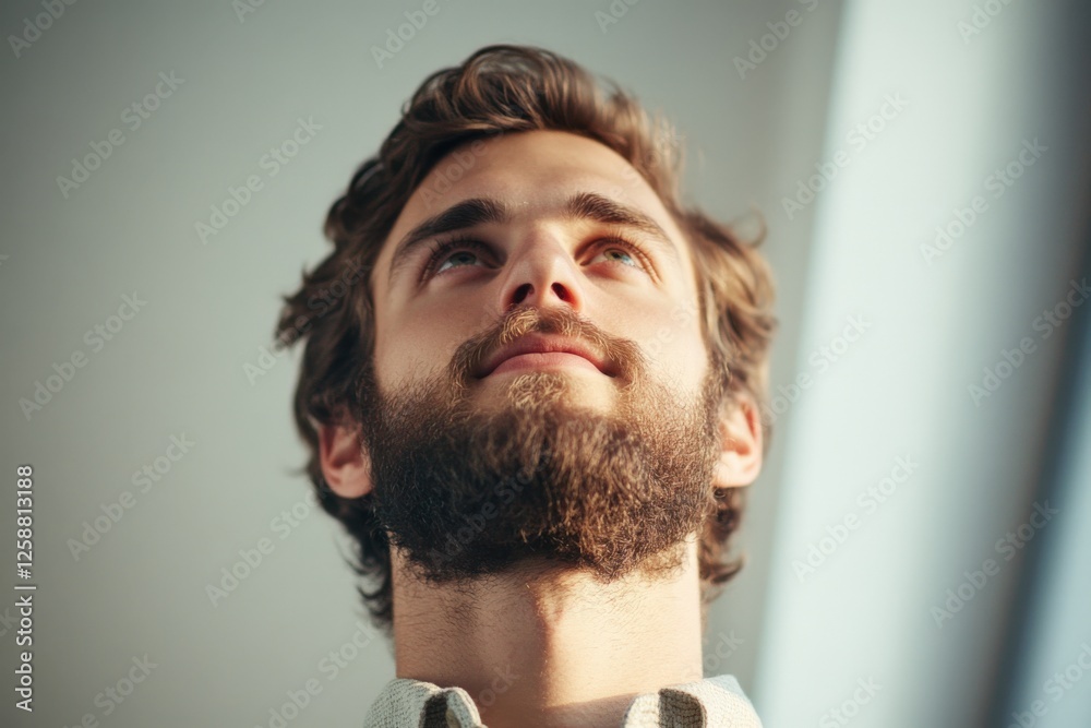 Obraz premium man looking up in contemplation