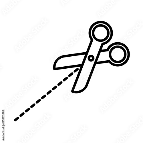 Scissors with cut lines icon Outline vector symbol sign
