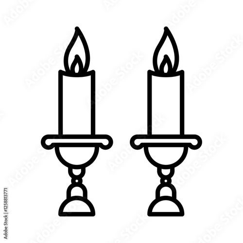 Shabbat candles icon Outline vector symbol sign
