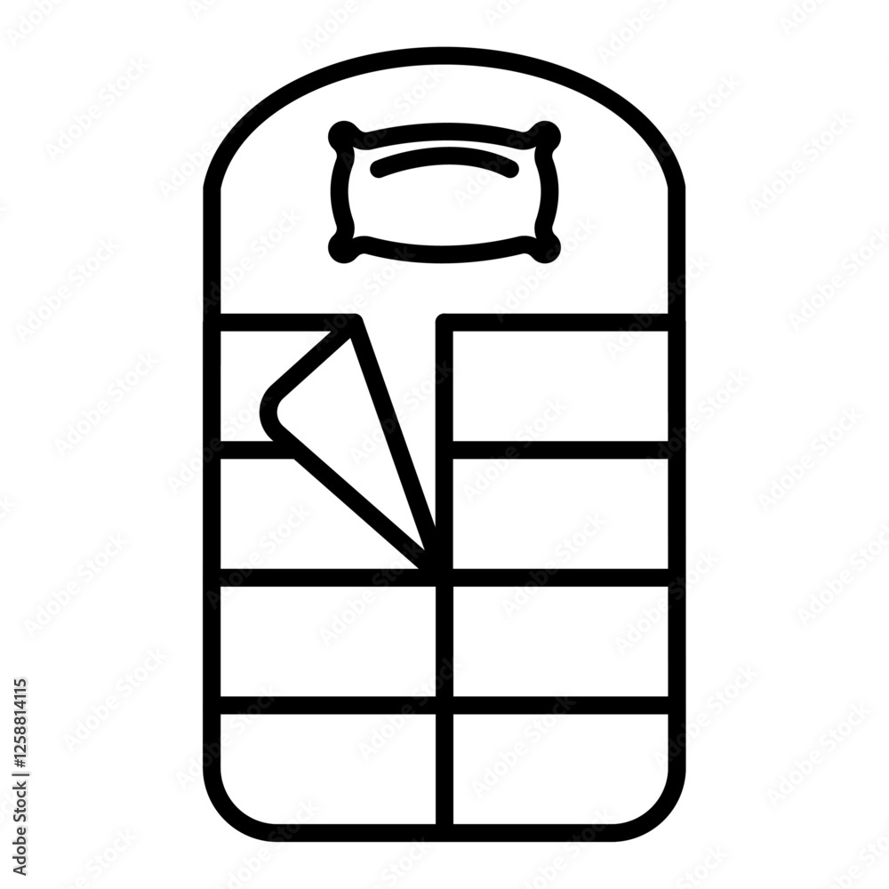 Sleeping bag icon Outline vector symbol sign Sleeping bag icon Outline vector symbol sign