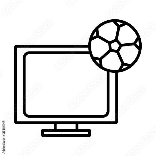 Soccer Live Match On TV icon Outline vector symbol sign