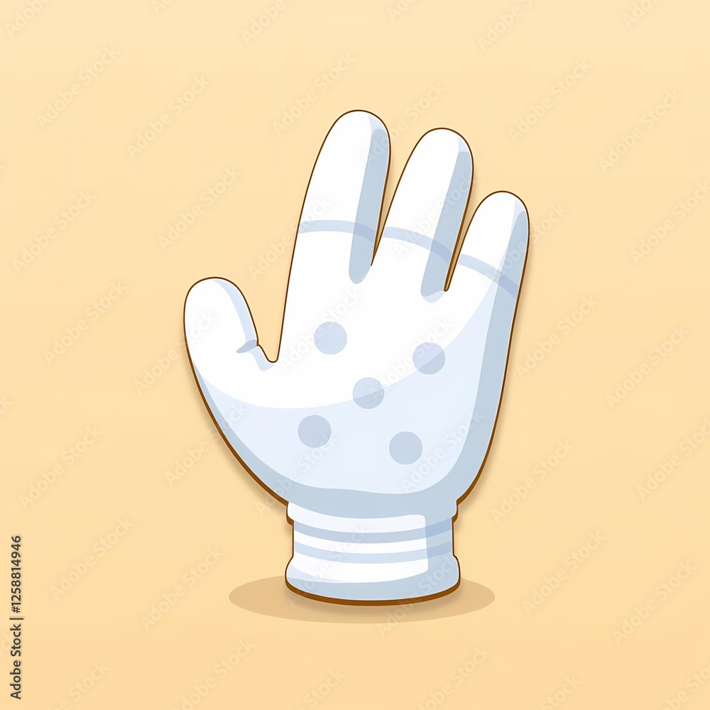 An shiny image of a white glove with geometric patterns. The background is a sand beige color, adding depth and contrast. An shiny image of a white glove with geometric patterns. The background is a sand beige color, adding depth and contrast.