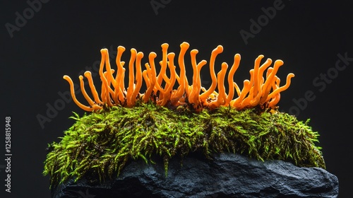 Close-Up Image of Fresh Cordyceps Fungi Growing from Soil