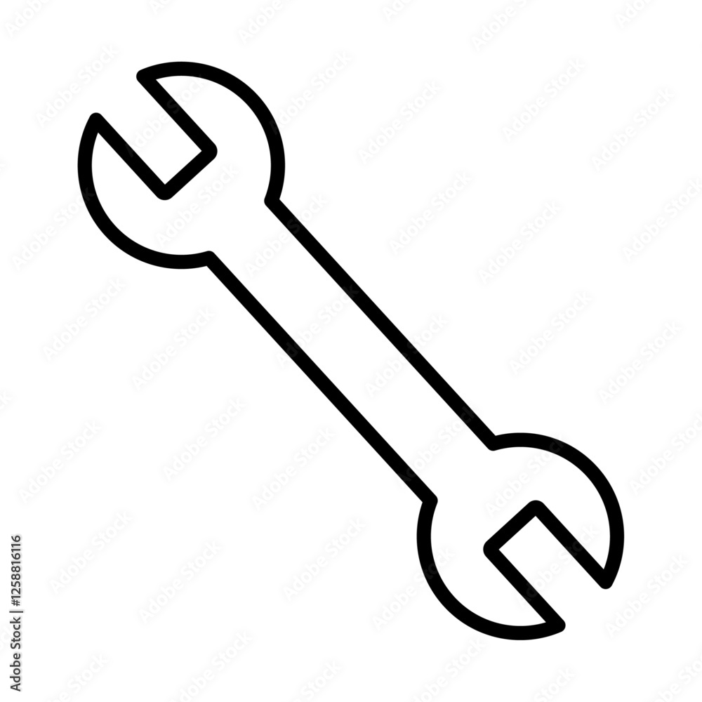 Wrench icon Outline vector symbol sign Wrench icon Outline vector symbol sign