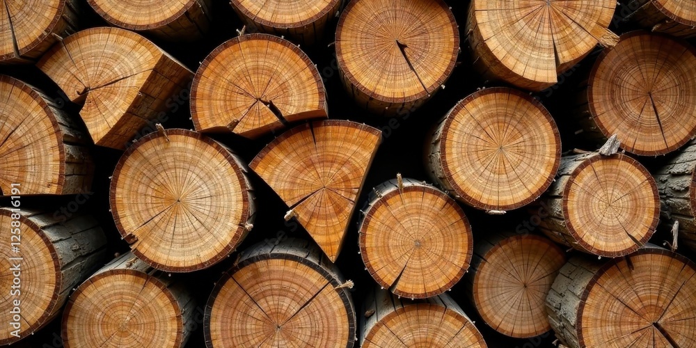 A Stack of Natural Wood Logs, Showing the Detailed Grain and Rings of Each Section, Creating a Striking Visual Texture A Stack of Natural Wood Logs, Showing the Detailed Grain and Rings of Each Section, Creating a Striking Visual Texture