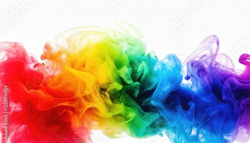 Wallpaper Mural Rainbow Smoke Swirls - Ethereal swirls of rainbow-colored smoke against a white background, perfect for abstract and mystical themes.

 Torontodigital.ca
