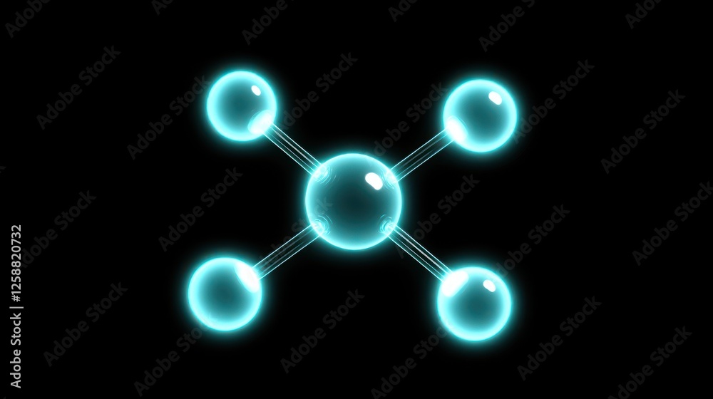 Glowing Cyan Molecular Structure Model Glowing Cyan Molecular Structure Model