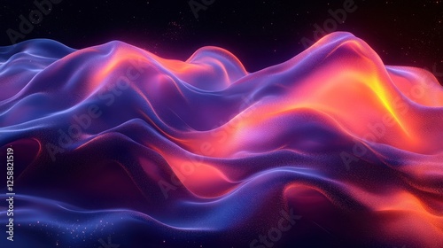 Colorful Abstract Waves in a Cosmic Background of Blue and Orange