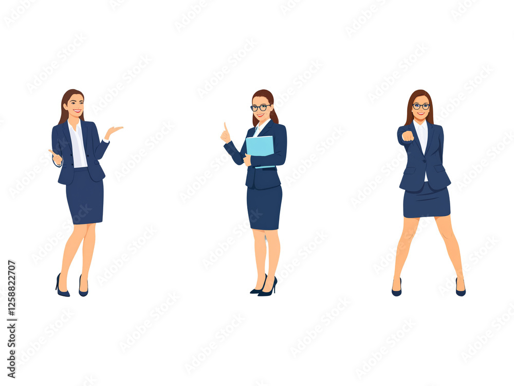 A Collection of Flat Illustration Businesswoman Doing Different Actions, Isolated on Transparent Background. A Collection of Flat Illustration Businesswoman Doing Different Actions, Isolated on Transparent Background.