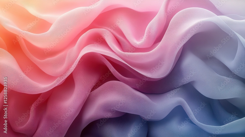 Obraz premium Soft and Flowing Fabric Waves in Gradient Colors of Pink and Blue