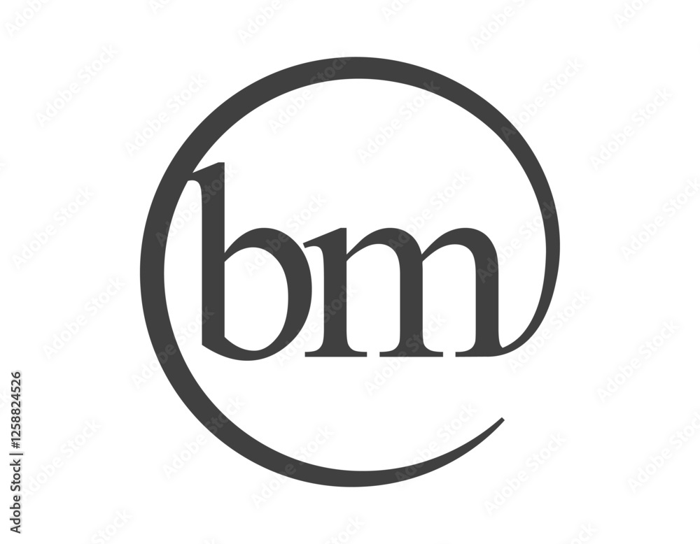BM logo from two letter with circle shape email sign style. B and M round logotype of business company BM logo from two letter with circle shape email sign style. B and M round logotype of business company