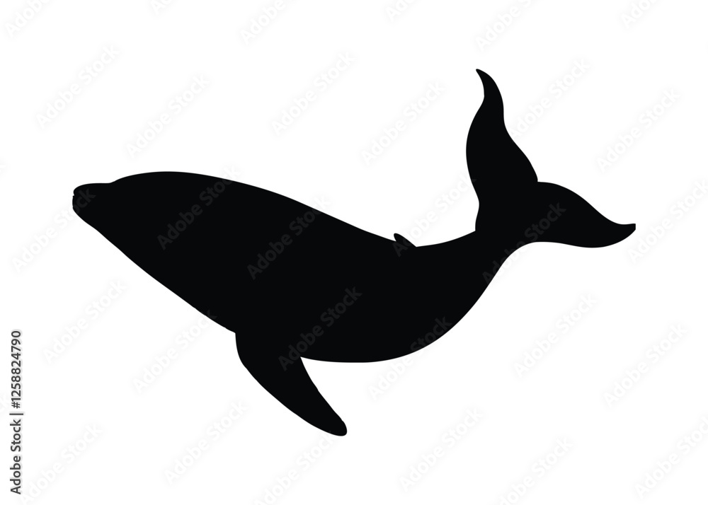 Fototapeta premium Silhouette of whale isolated on a white background
