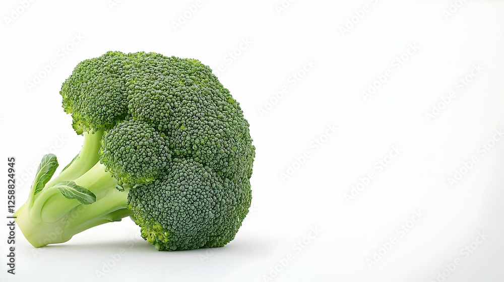 Fresh Green Broccoli Head on White Background Fresh Green Broccoli Head on White Background