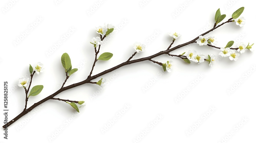 Spring Blossom Branch On White Background Spring Blossom Branch On White Background