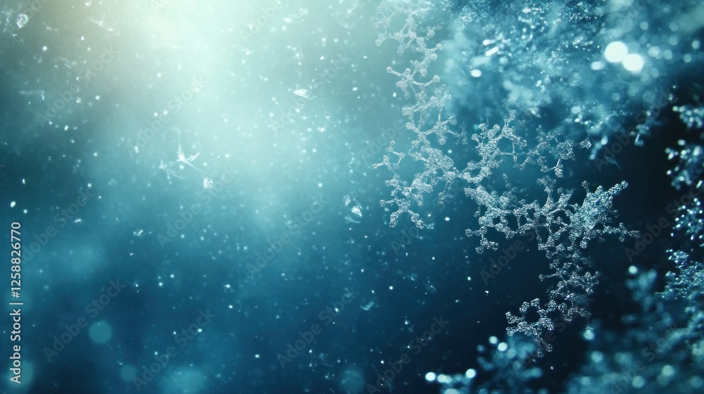 Intricate Snowflakes Frozen in a Winter Scene Intricate Snowflakes Frozen in a Winter Scene