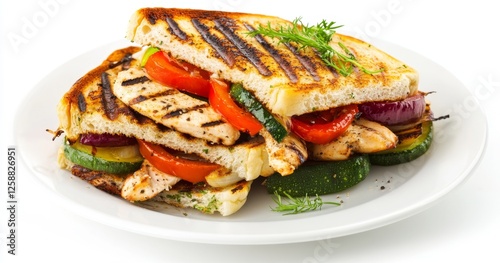 Grilled Chicken Veggie Sandwich, Plate, Studio, Food Photography, Menu
