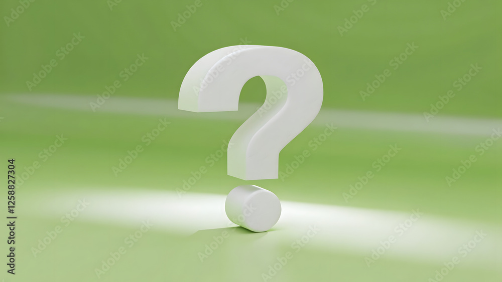 White question mark appearing green screen que White question mark appearing green screen que