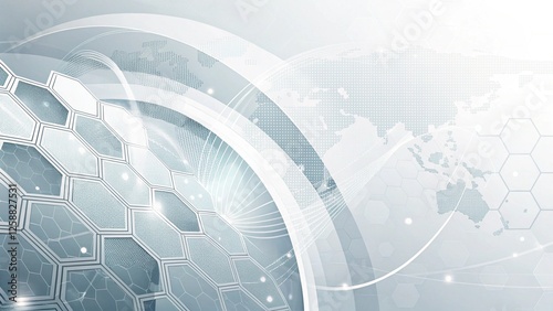 Minimalist Futuristic Background with Abstract Cityscape, Hexagonal Patterns, and Technology-Inspired Design