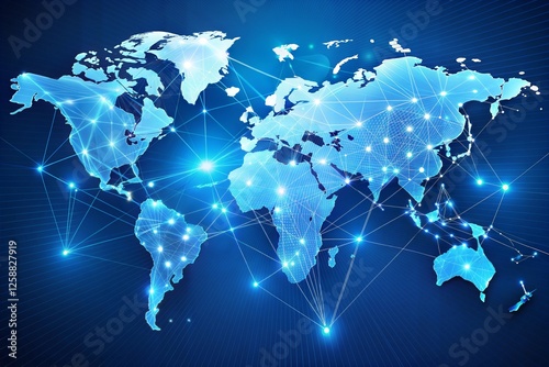 world map on blue background