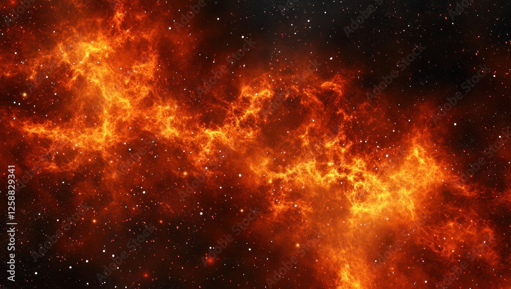 Naklejka premium Fiery Nebula Cosmic Cloudscape Stellar Inferno