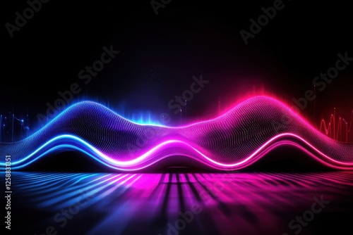 Abstract glowing light waves in vibrant neon colors forming futuristic patterns