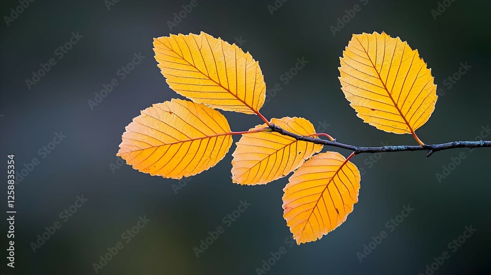 Close Up Of Autumn Leaves On Branch Close Up Of Autumn Leaves On Branch