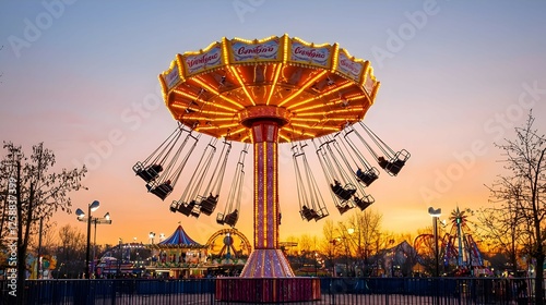 Wallpaper Mural Chair Swing Ride at Amusement Park during Sunset Torontodigital.ca