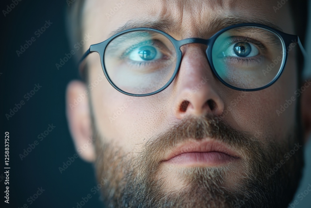 man with glasses looking intensely man with glasses looking intensely