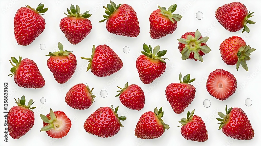 Arrangement Of Fresh Strawberries On White Background