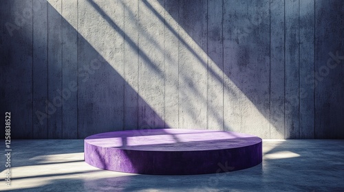 Purple Circular Platform Against Concrete Wall photo