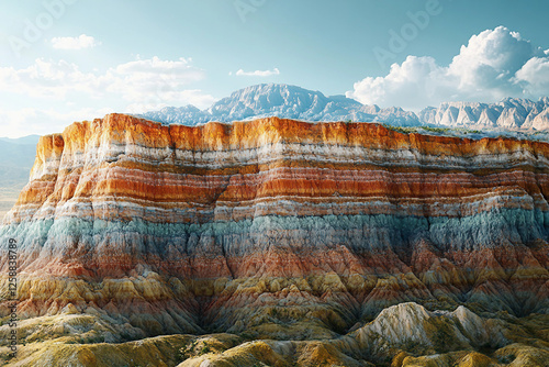 Generative AI Illustration of Geological Faults and Tectonic Processes in Arid Landscape photo