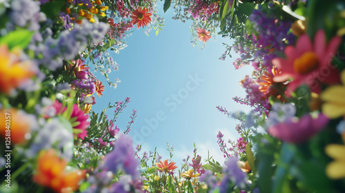 Floral Frame Under Clear Sky