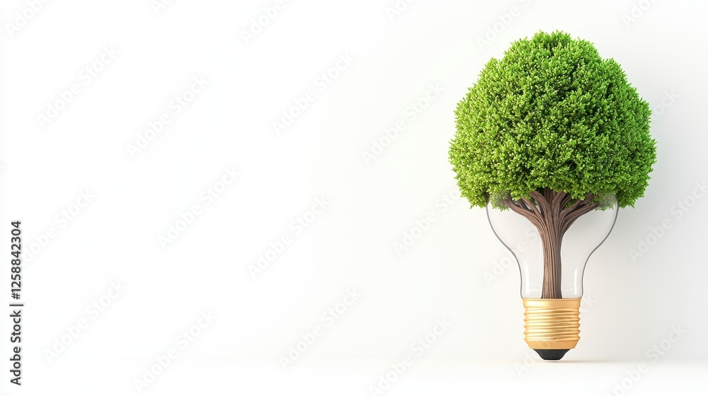 3D Green Tree Lightbulb Illustration 3D Green Tree Lightbulb Illustration